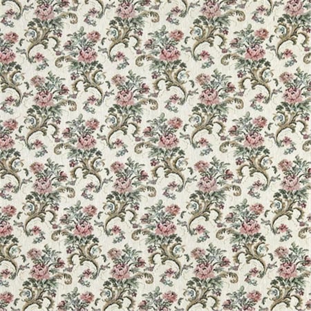 Designer Fabrics 54 in. Wide Burgundy- Green And Ivory- Floral Tapestry Upholstery Fabric H860